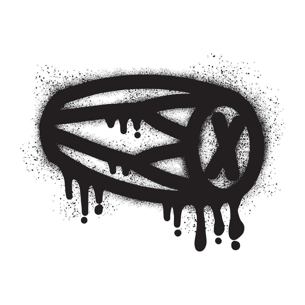 traditioneel trommel graffiti met zwart verstuiven verf vector