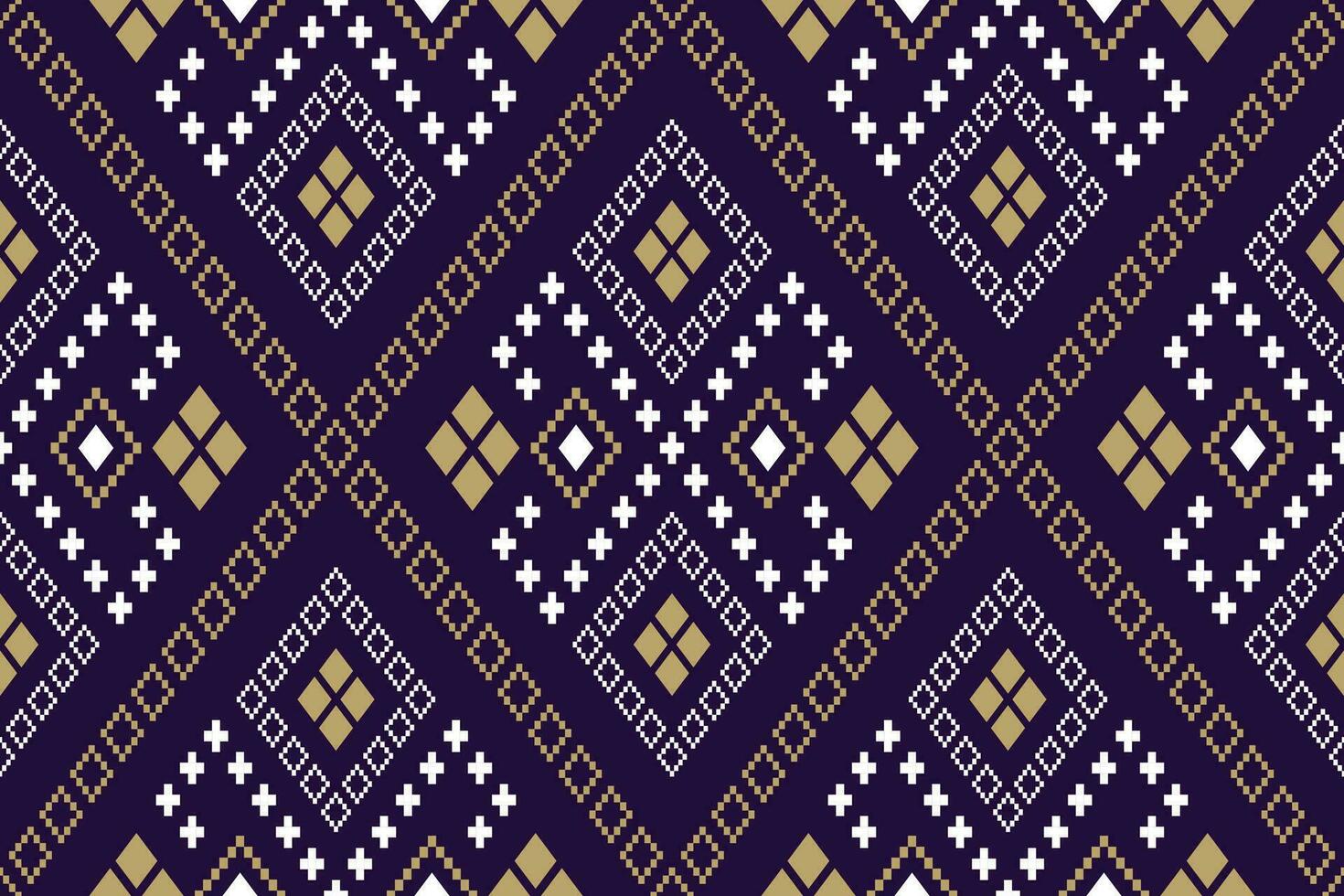 Purper kruis steek traditioneel etnisch patroon paisley bloem ikat achtergrond abstract aztec Afrikaanse Indonesisch Indisch naadloos patroon voor kleding stof afdrukken kleding jurk tapijt gordijnen en sarong vector