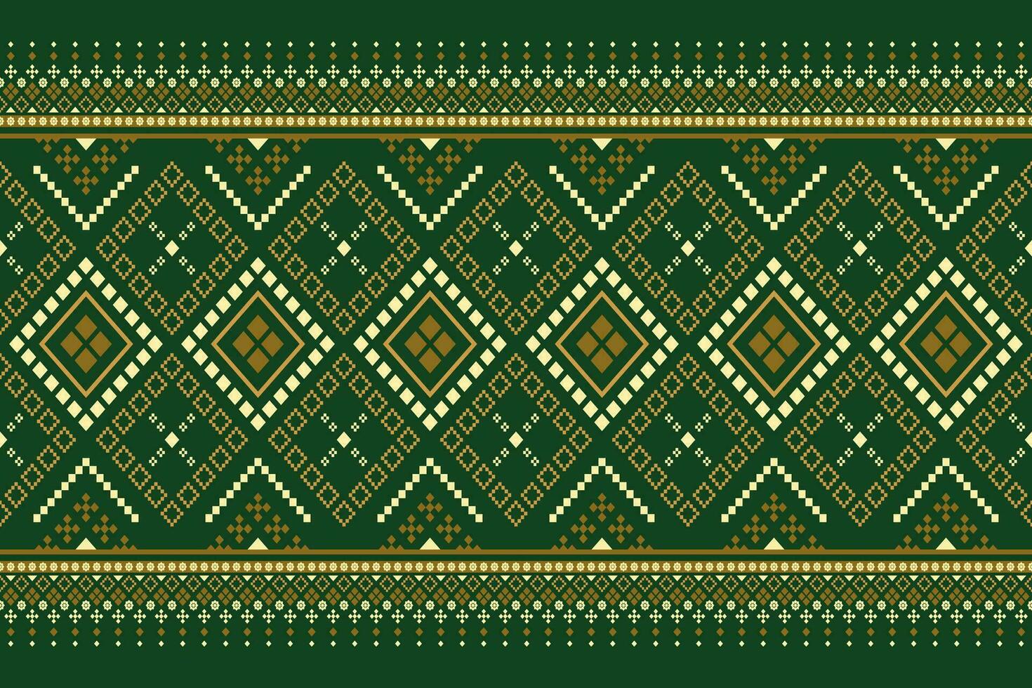 groen kruis steek kleurrijk meetkundig traditioneel etnisch patroon ikat naadloos patroon grens abstract ontwerp voor kleding stof afdrukken kleding jurk tapijt gordijnen en sarong aztec Afrikaanse Indisch Indonesisch vector