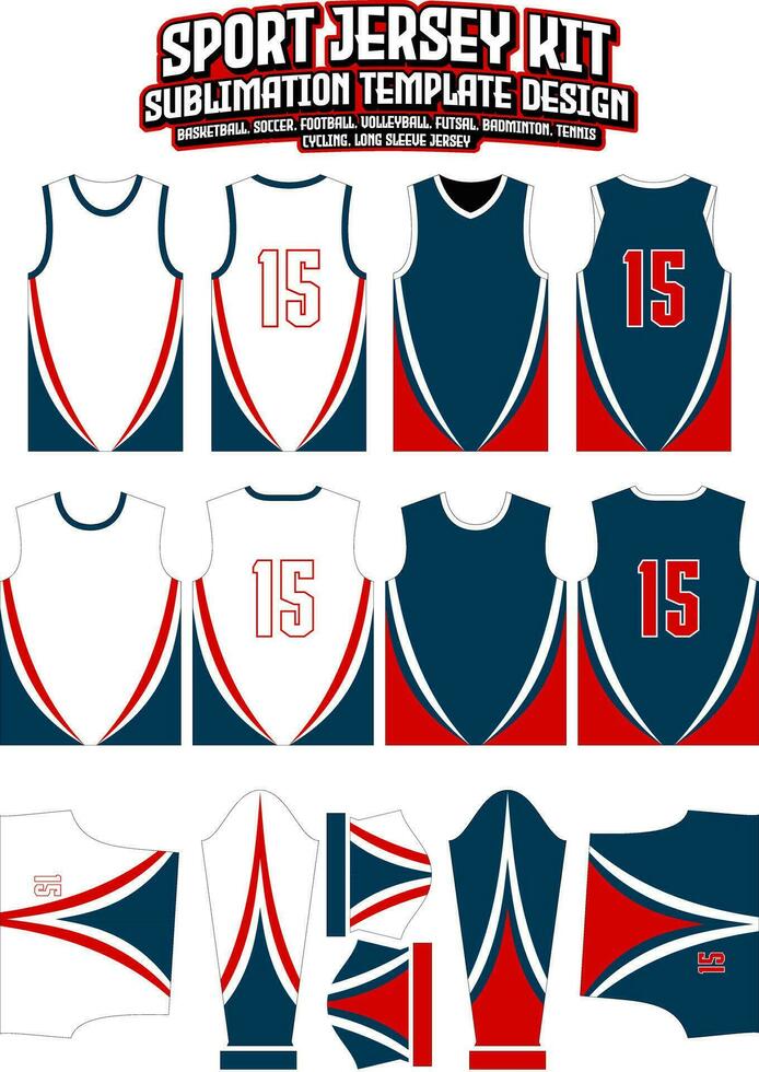 rood curves Jersey ontwerp sportkleding lay-out sjabloon vector