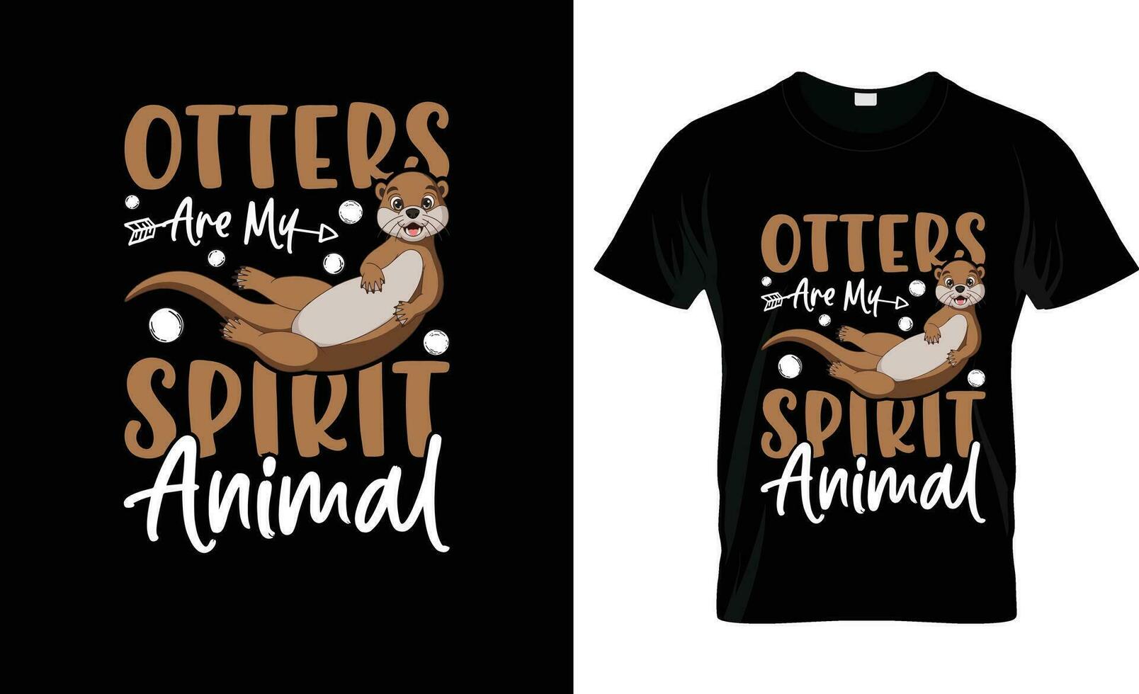 otters zijn mijn geest dier kleurrijk grafisch t-shirt, t-shirt afdrukken mockup vector