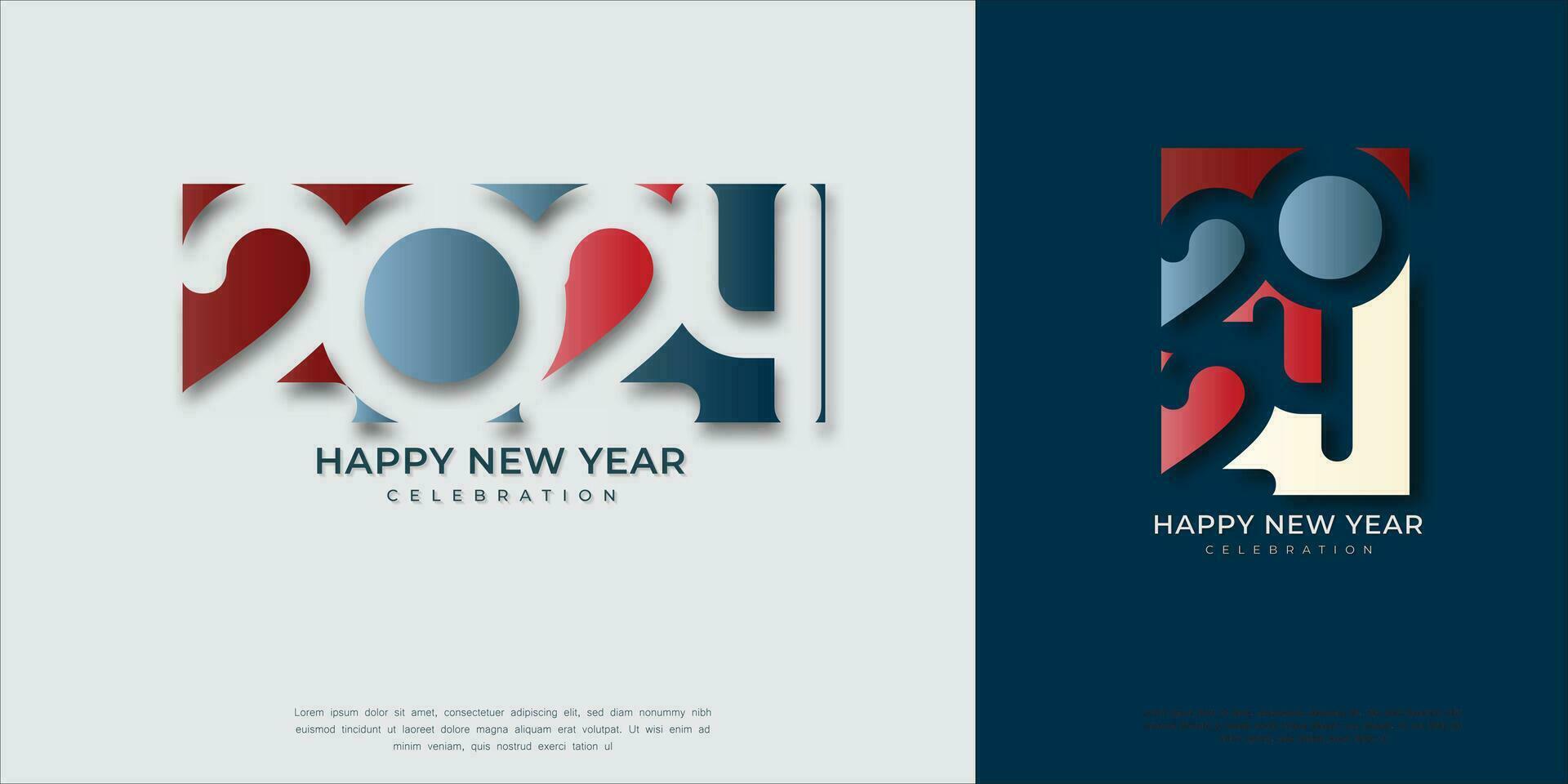 gelukkig nieuw jaar 2024 ontwerp. met kleurrijk afgekapt aantal illustraties. premie vector ontwerp