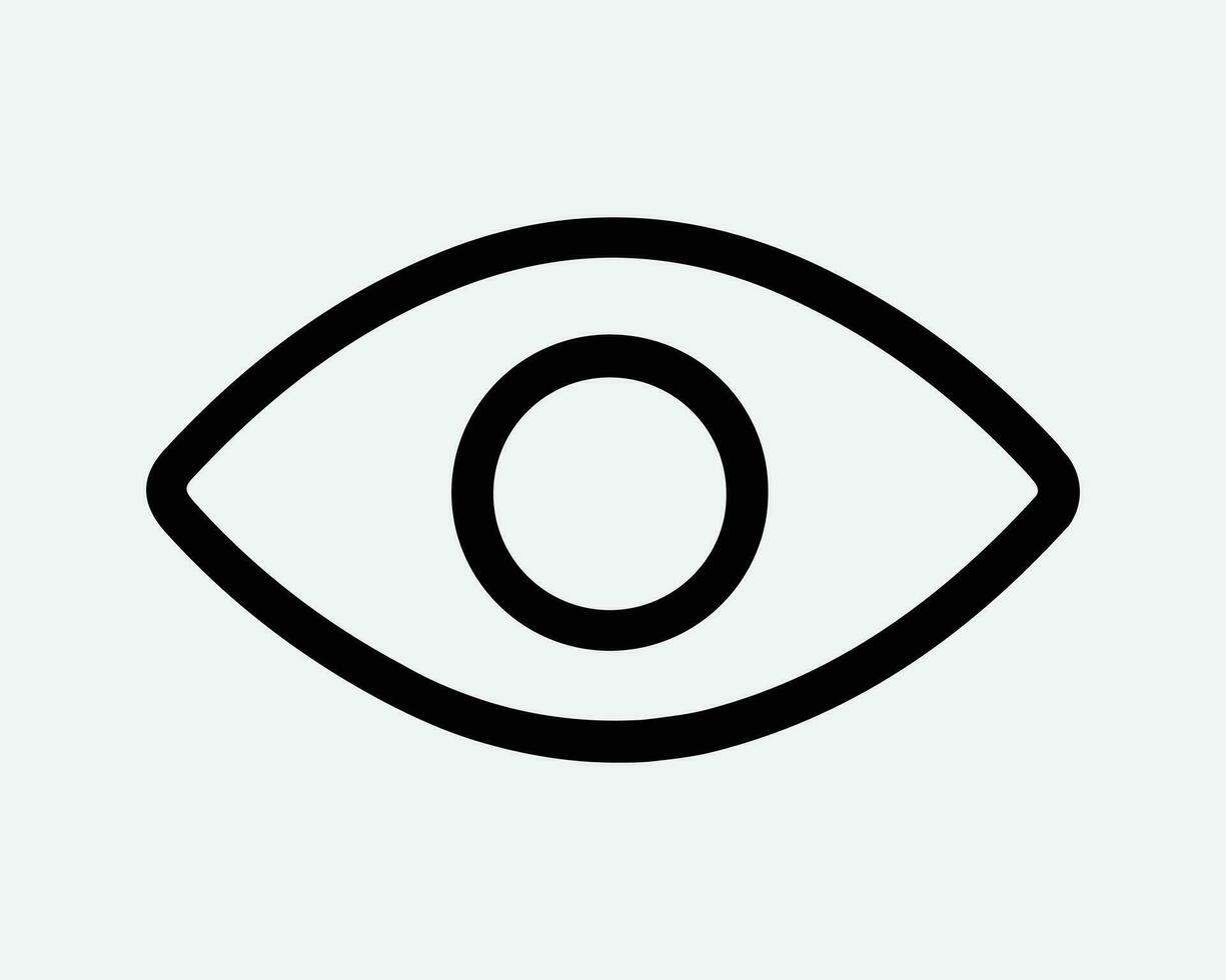 oog lijn icoon gezichtsvermogen zicht kijk maar aan het kijken cctv visie optisch optiek een menselijk oogbol visie illuminati spion kijken op zoek zwart vector teken symbool