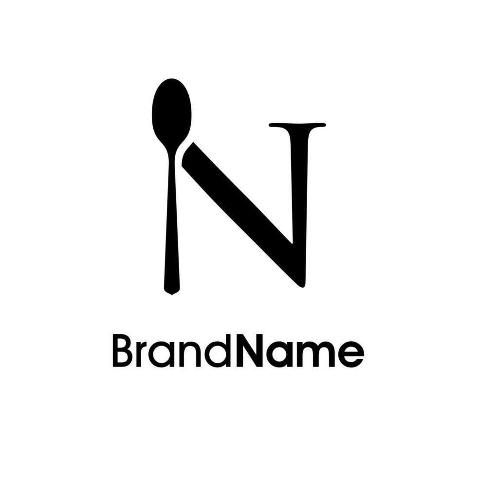 luxe eerste n lepel logo vector