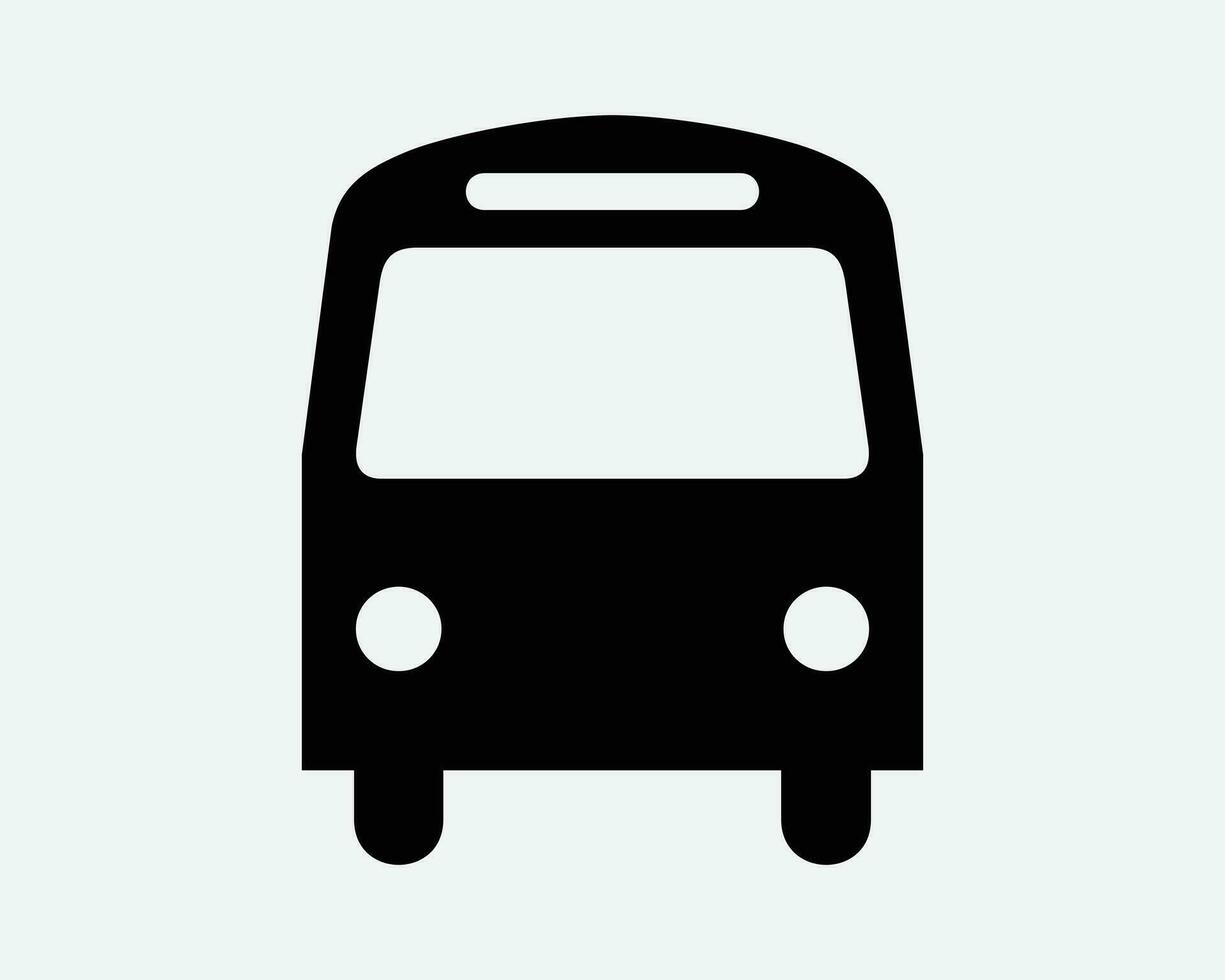 bus icoon openbaar vervoer vervoer voorkant frontaal visie voertuig reizen passagier reis school- hou op hoofd zwart vorm silhouet vector teken symbool