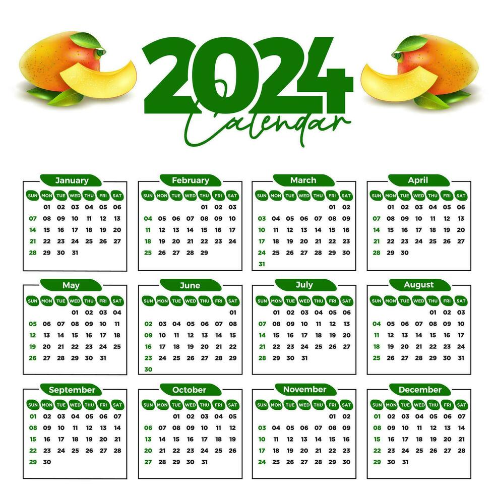 2024 kalender ontwerp sjabloon voor gelukkig nieuw jaar vector