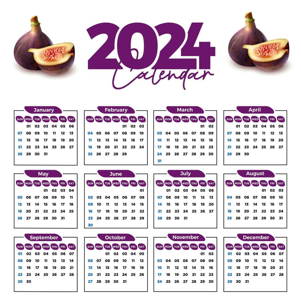 2024 kalender ontwerp sjabloon voor gelukkig nieuw jaar vector