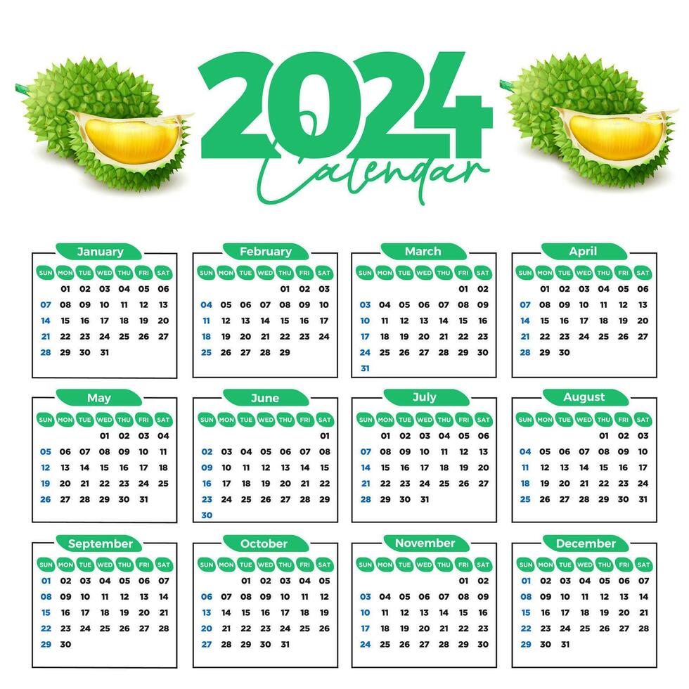 2024 kalender ontwerp sjabloon voor gelukkig nieuw jaar vector