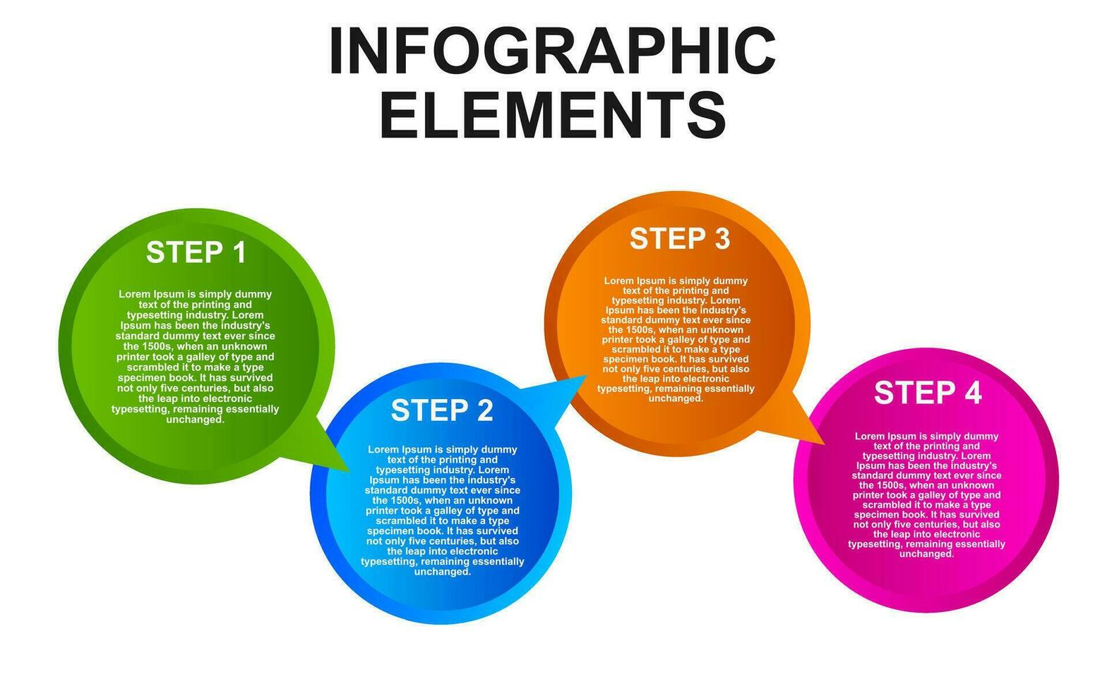 infographic sjabloon ontwerp met 4 stappen. infographic ontwerp voor presentaties, spandoeken, infografieken en posters vector