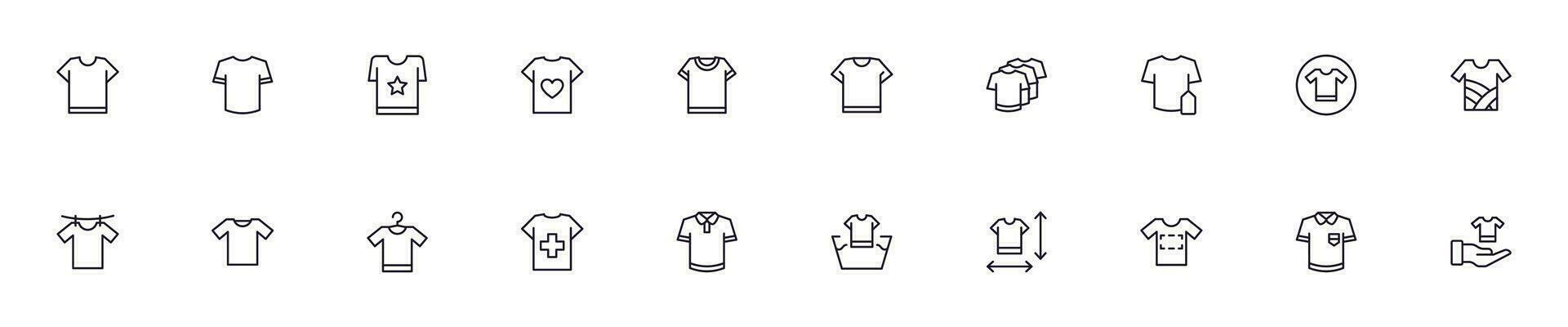 verzameling van modern t-shirts schets pictogrammen. reeks van modern illustraties voor mobiel appjes, web plaatsen, flyers, banners enz geïsoleerd Aan wit achtergrond. premie kwaliteit tekens vector