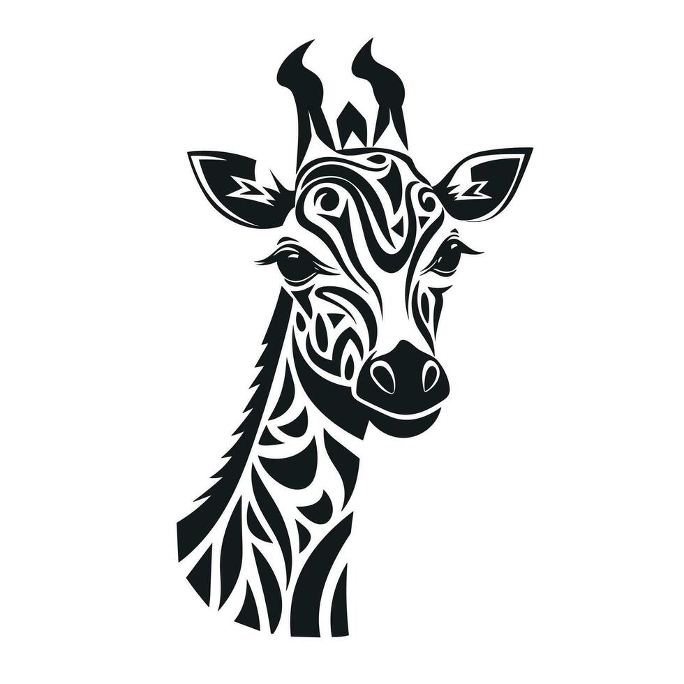 zwart en wit silhouet van een giraf hoofd net zo een symbool van genade en elegantie. gemakkelijk vector illustratie, geïsoleerd Aan wit achtergrond.