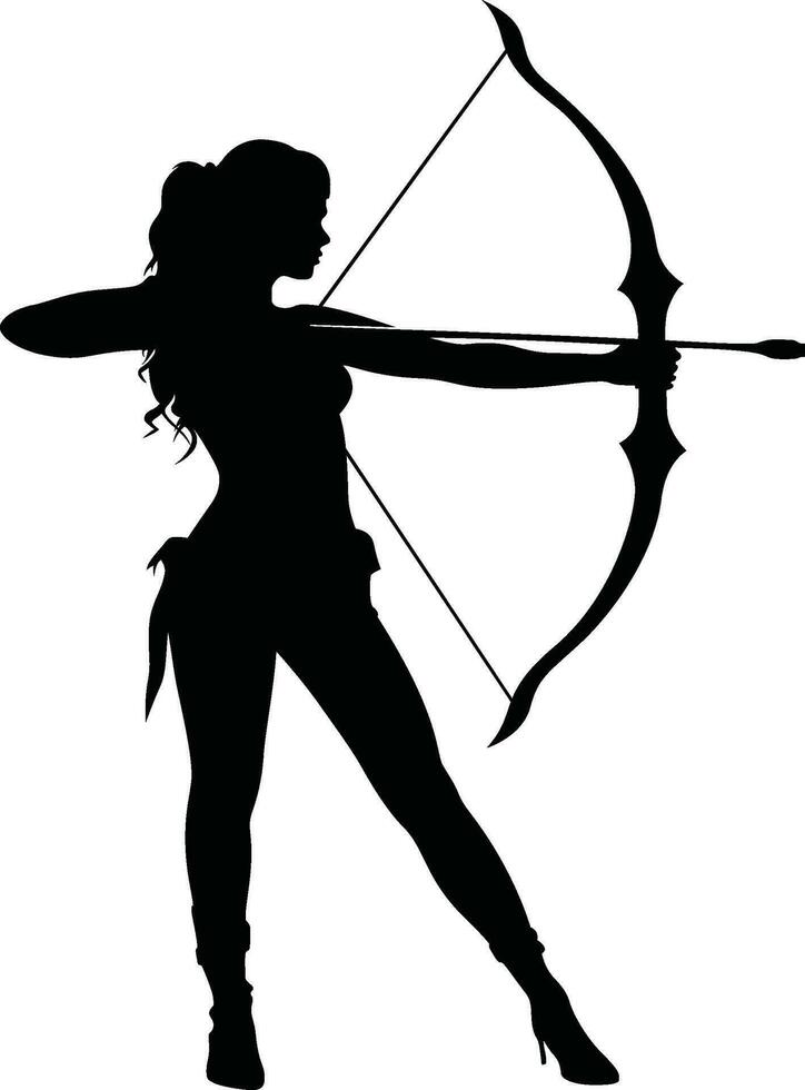 silhouet van dame,vrouwen,meisje jager vector