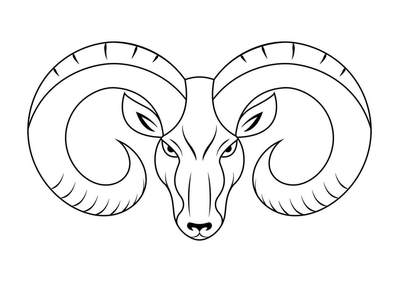 zwart en wit RAM hoofd vector vlak ontwerp. kleur bladzijde van een RAM hoofd