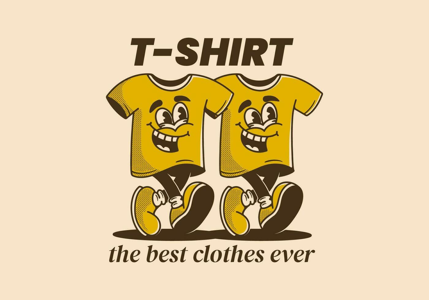 t-shirt, de het beste kleren ooit. mascotte karakter illustratie van wandelen t-shirt vector