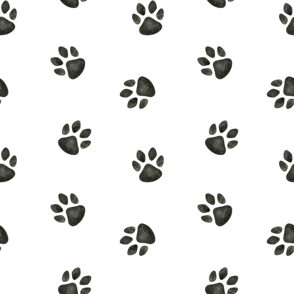 hond of kat poot. waterverf naadloos patroon. schattig dier voetafdrukken voor decoratie, kleding stof, ontwerp, veterinair kliniek, huisdier op te slaan, ambacht projecten, logo, scrapbooken, huisdier labels. vector