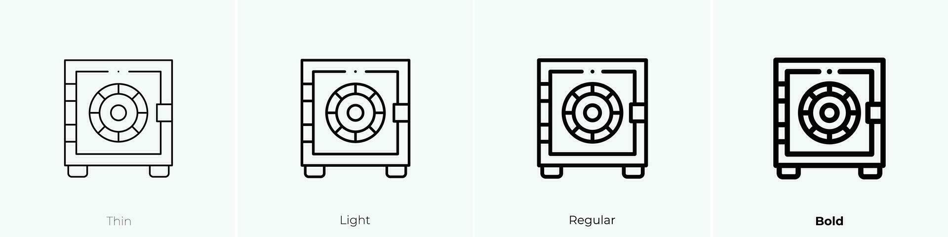 kluis icoon. dun, licht, regelmatig en stoutmoedig stijl ontwerp geïsoleerd Aan wit achtergrond vector