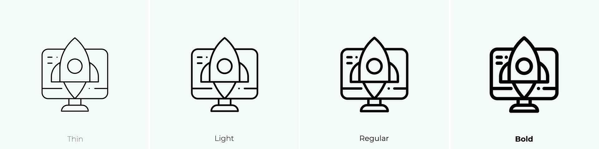 opstarten icoon. dun, licht, regelmatig en stoutmoedig stijl ontwerp geïsoleerd Aan wit achtergrond vector