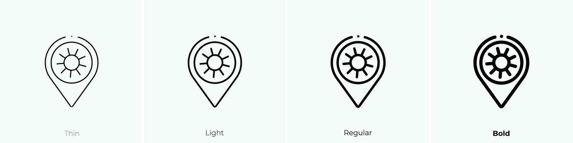 zon icoon. dun, licht, regelmatig en stoutmoedig stijl ontwerp geïsoleerd Aan wit achtergrond vector