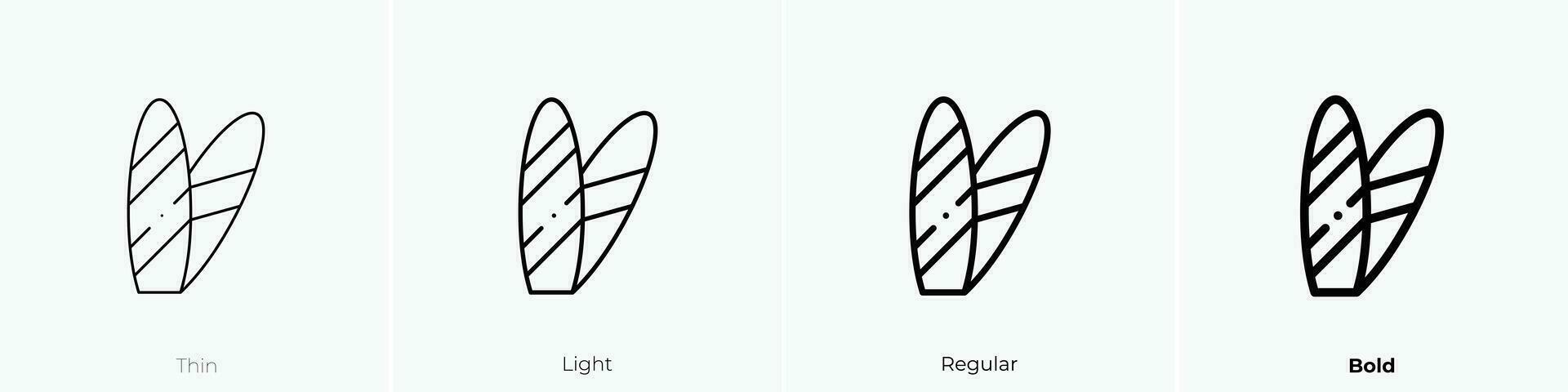 surfen bord icoon. dun, licht, regelmatig en stoutmoedig stijl ontwerp geïsoleerd Aan wit achtergrond vector