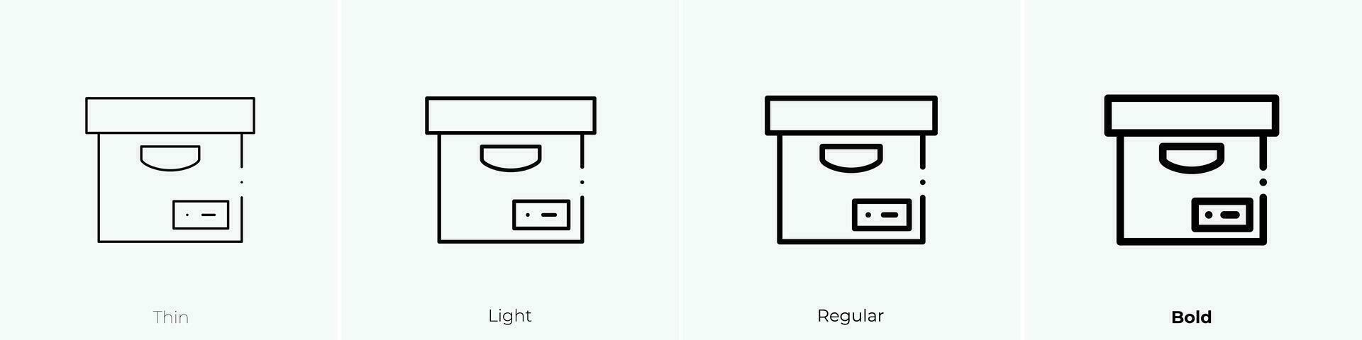 opslagruimte doos icoon. dun, licht, regelmatig en stoutmoedig stijl ontwerp geïsoleerd Aan wit achtergrond vector