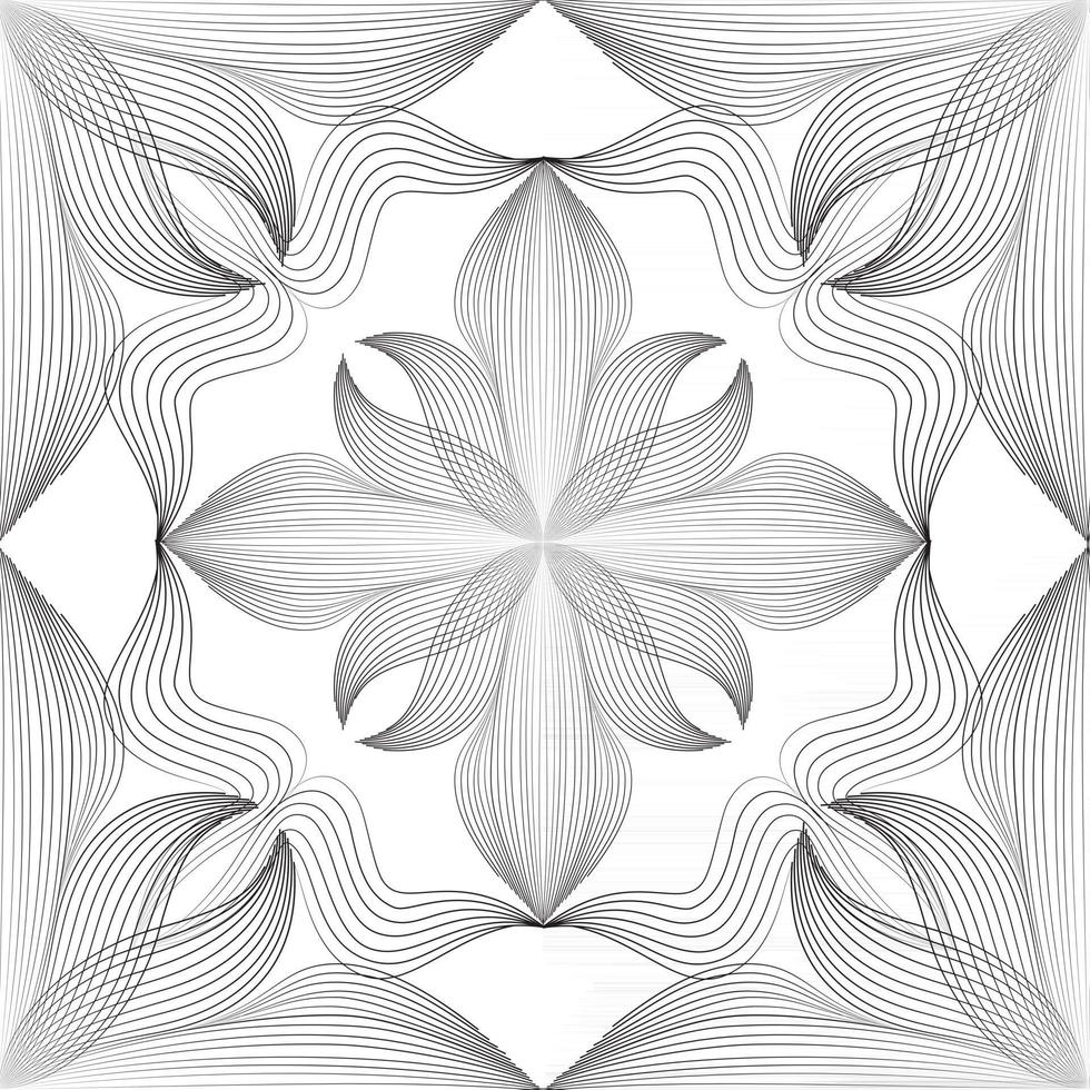 abstract naadloos lineair bloemenpatroon. arabisch lijnornament met bloemvormen. bloemen oriënteren tegelpatroon met zwarte lijnen. Aziatische sieraad. swirl geometrische doodle textuur vector