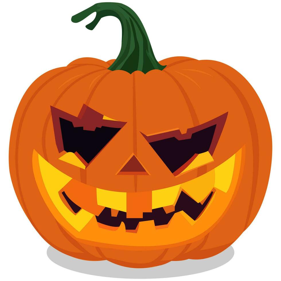 halloween pompoen met eng gezicht vector