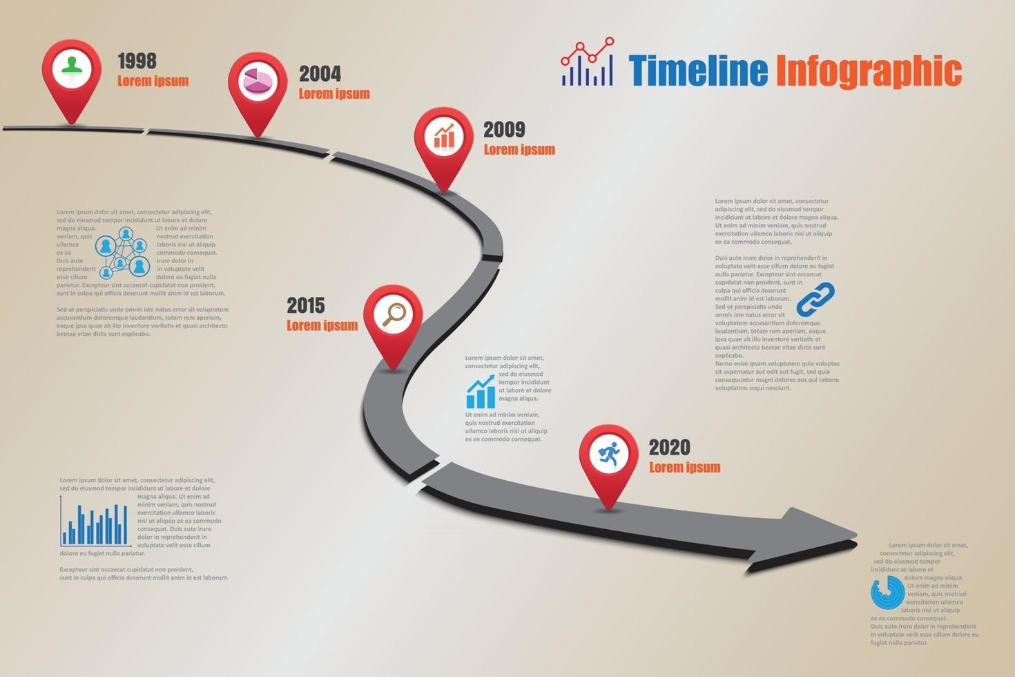 zakelijke routekaart tijdlijn infographic pictogrammen ontworpen voor abstracte achtergrond sjabloon mijlpaal element modern diagram proces technologie digitale marketing gegevens presentatie grafiek vectorillustratie vector