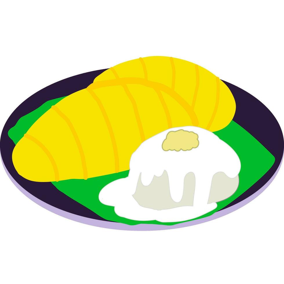 mango kleverig rijst- tekenfilm in icoon stijl vector