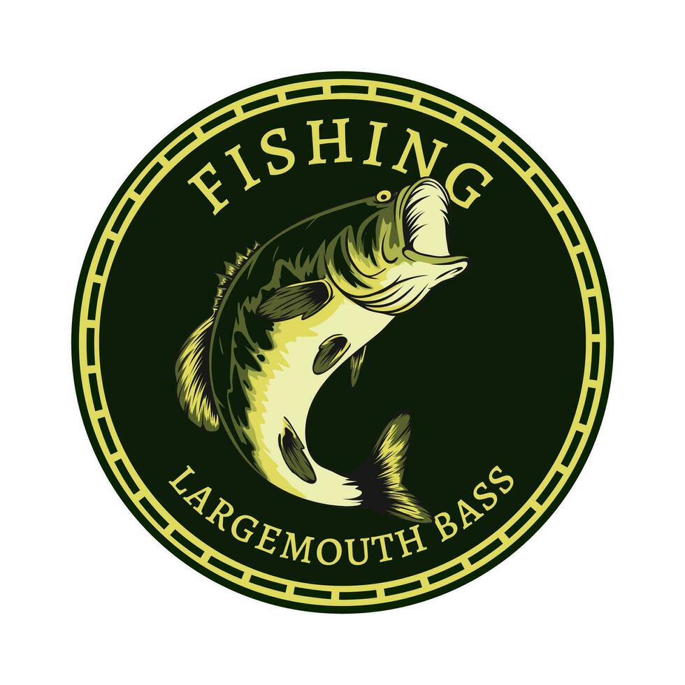 Largemouth bas visvangst logo ontwerp sjabloon vector