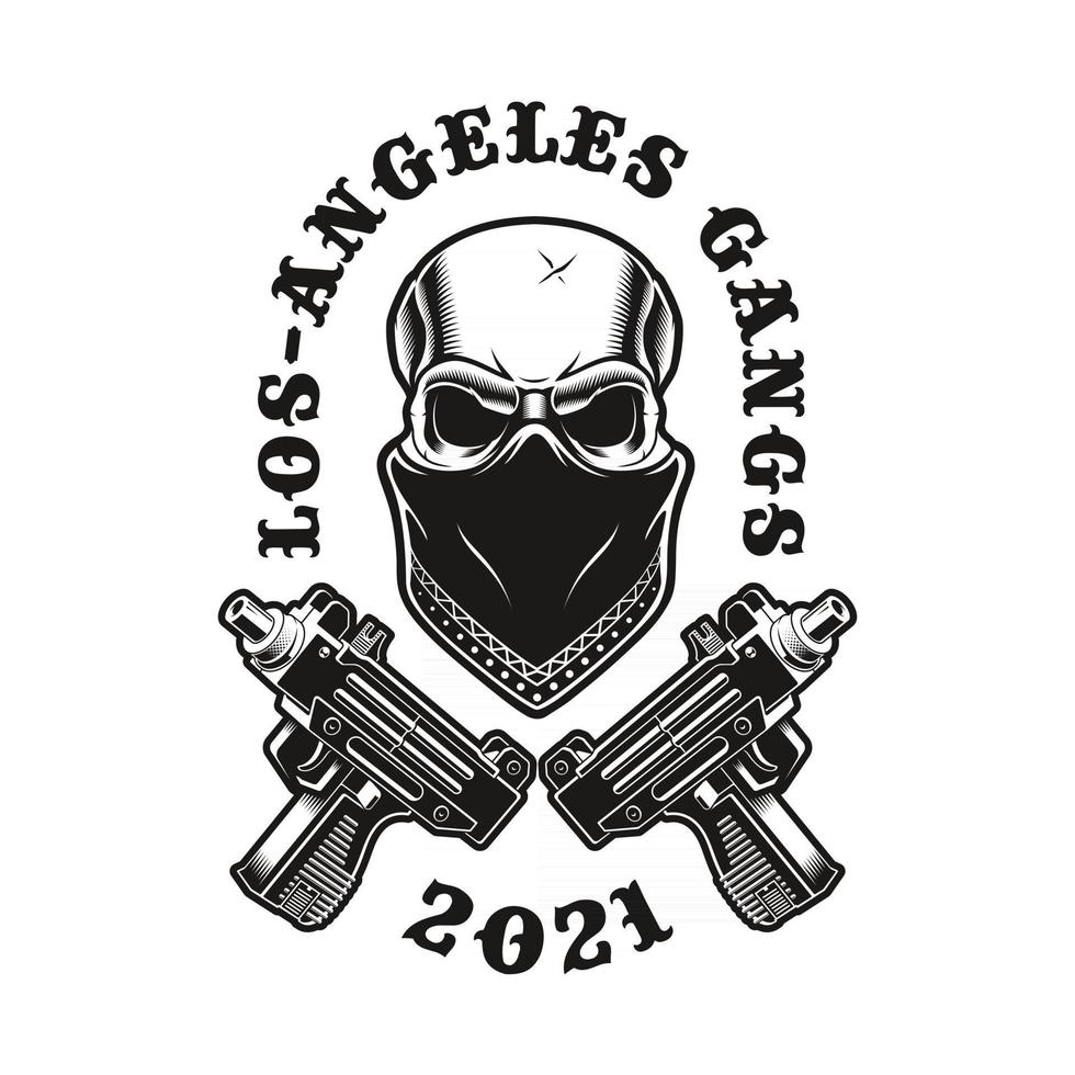 vectorillustraties van gangsta-schedel in een bandana vector