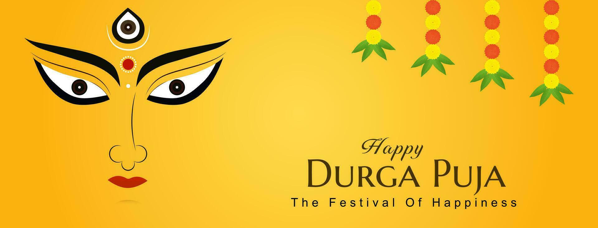 vector gelukkig durga puja godin maa durga gezicht in gelukkig durga poeja, dussehra, en navratri viering concept voor web banier, poster, sociaal media na, en folder reclame, web, spandoek, bericht,