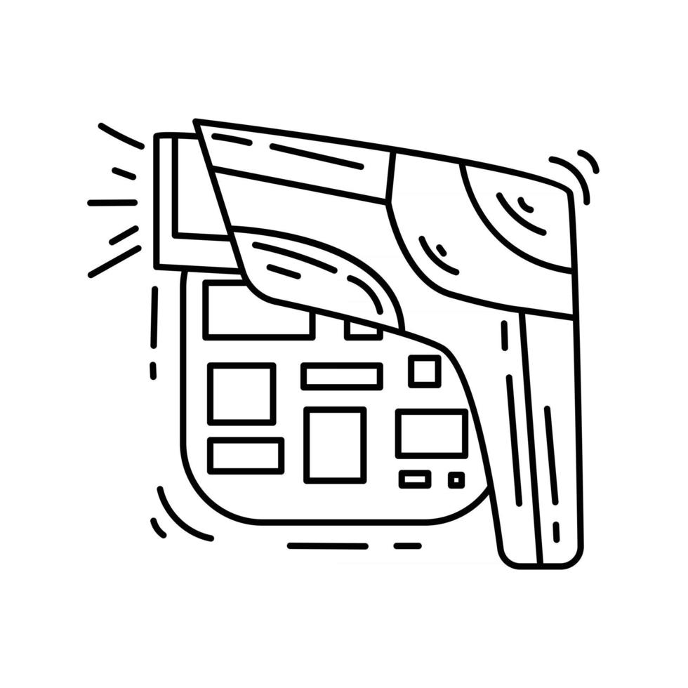e-commerce streepjescodepictogram. handgetekende pictogrammenset, overzicht zwart, doodle pictogram, vector icon