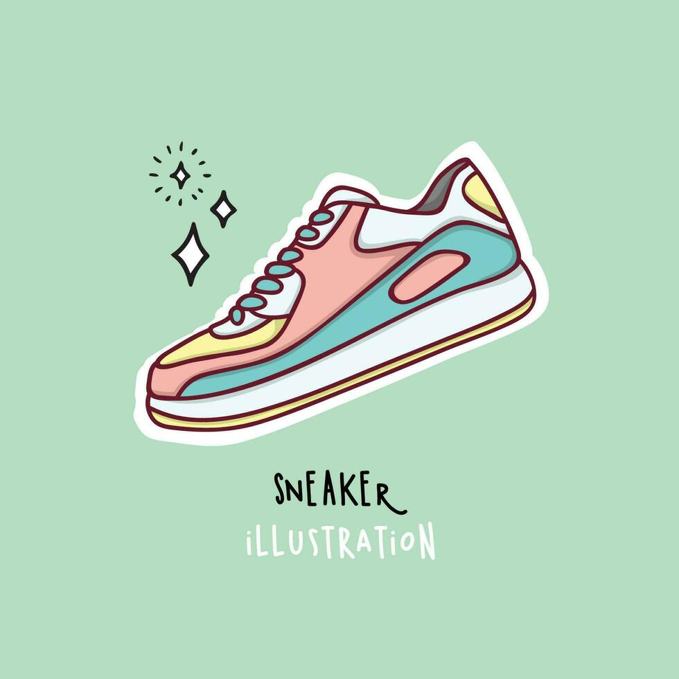 sneaker hand- getrokken illustratie sticker vector