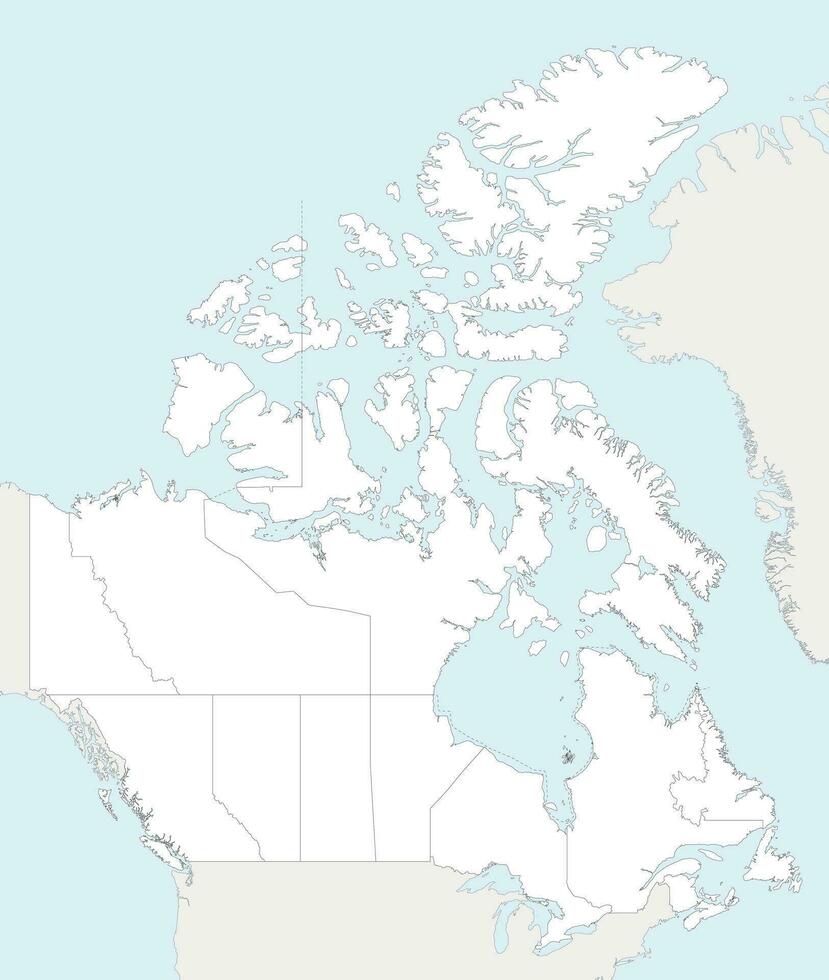 vector blanco kaart van Canada met provincies en territoria en administratief divisies, en naburig landen en territoria. bewerkbare en duidelijk gelabeld lagen.