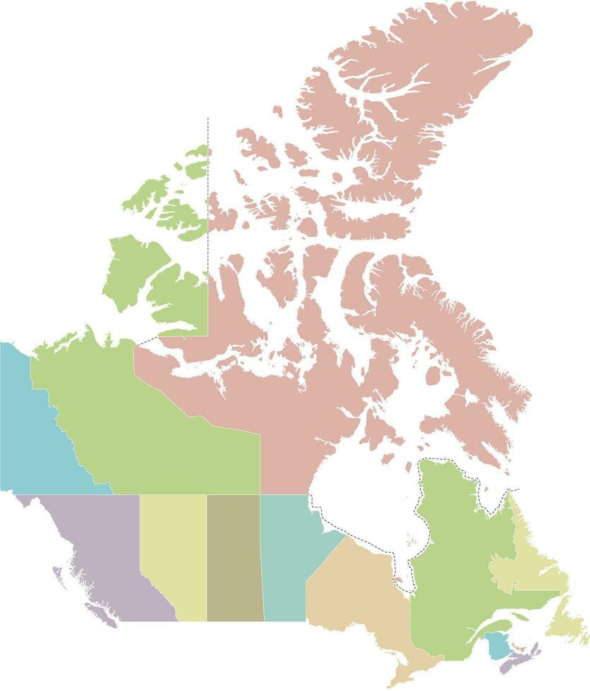 vector blanco kaart van Canada met provincies en territoria en administratief divisies. bewerkbare en duidelijk gelabeld lagen.