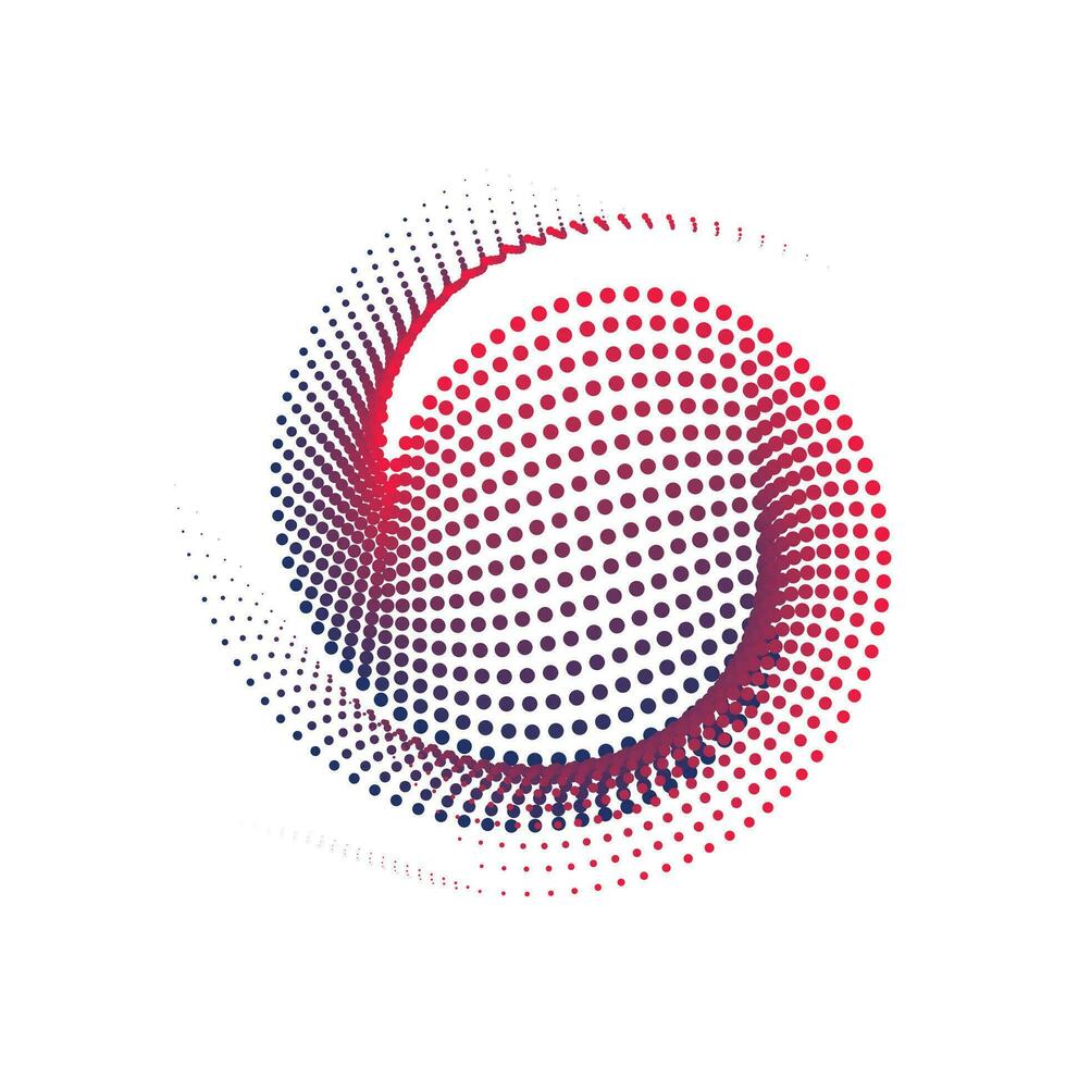 een circulaire punt patroon met blauw en roze kleuren, punt cmyk zwart helling symbool logotype circulaire vorm spiraal halftone cirkel ronde abstract cirkel vector
