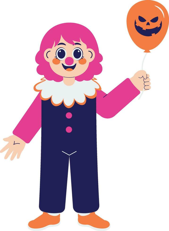 schattig meisje halloween clown illustratie vector