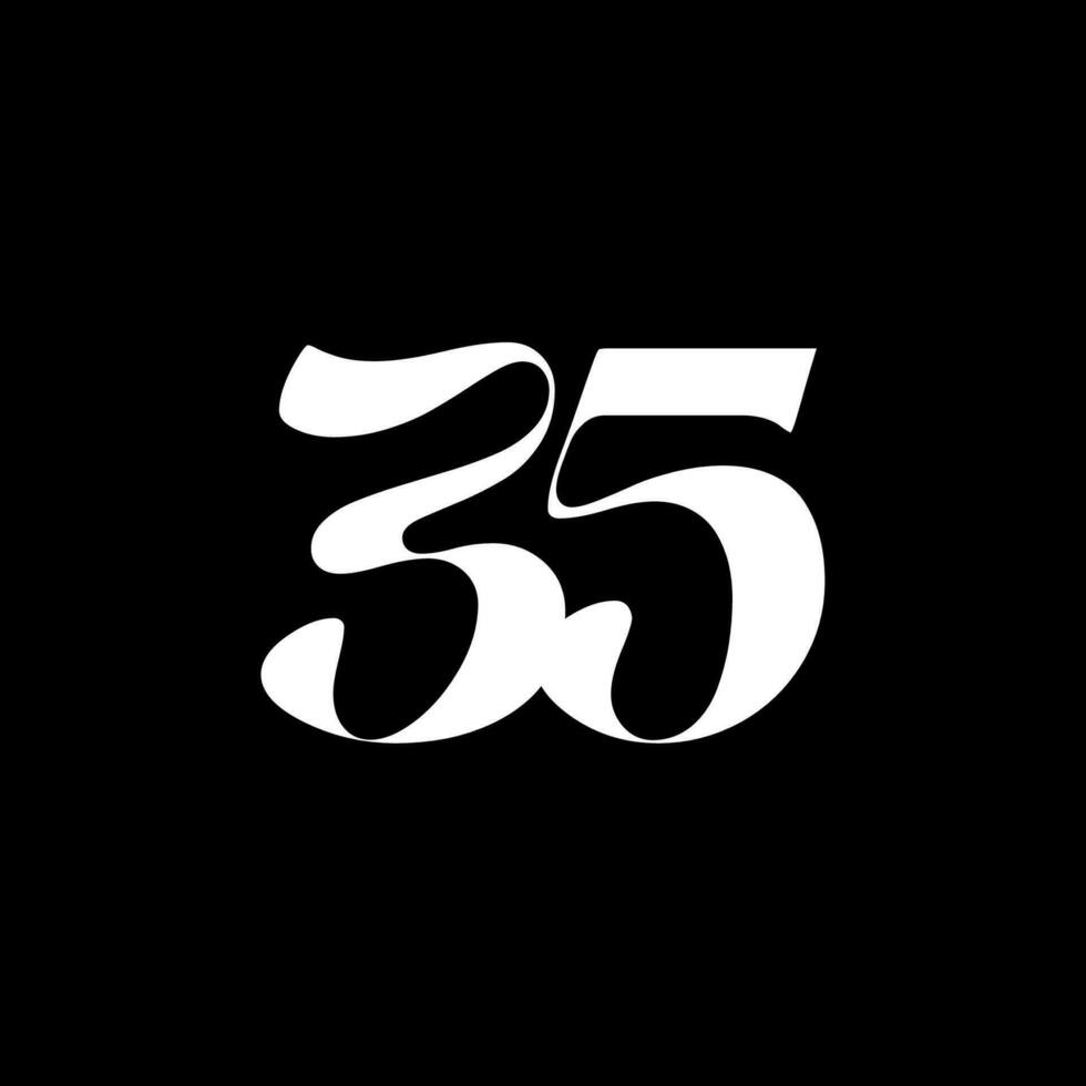 35 logo, 35e aantal van vijfendertig modern minimaal logo icoon teken symbool vector illustratie geïsoleerd voorwerp Aan achtergrond vector sjabloon ontwerp element voor verjaardag, uitnodiging en bruiloft