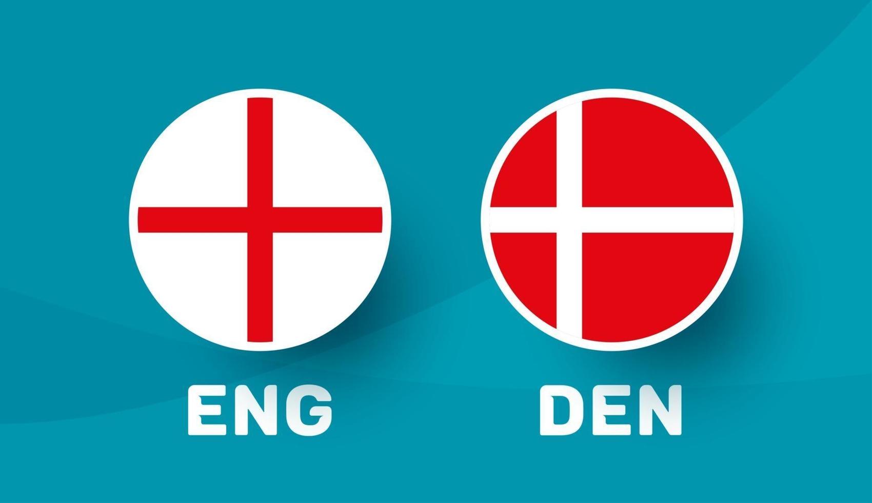 Engeland vs Denemarken match vector illustratie voetbal 2020 kampioenschap