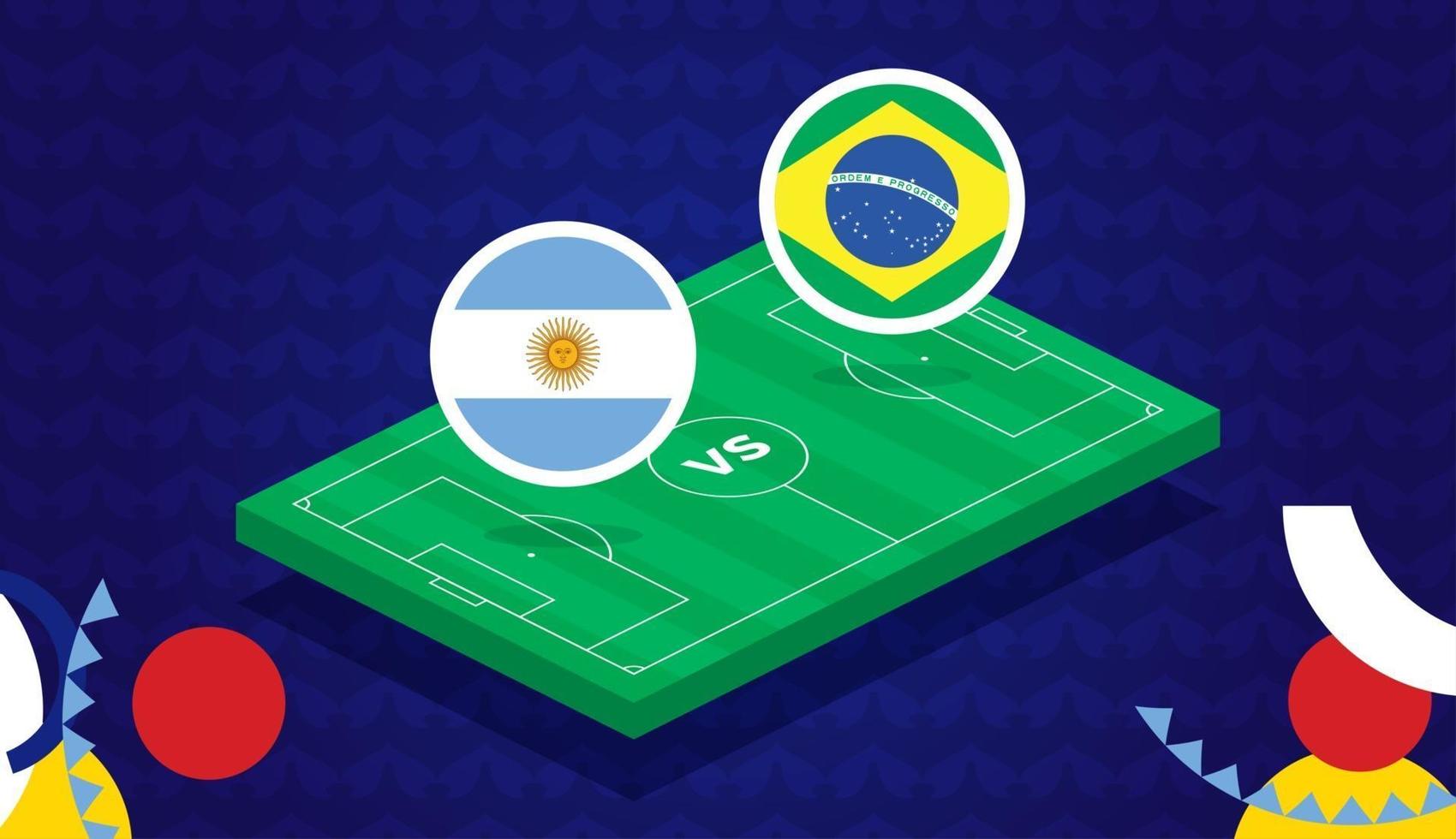 Argentinië vs Brazilië wedstrijd vectorillustratie Zuid-Amerika voetbal 2021 kampioenschap vector
