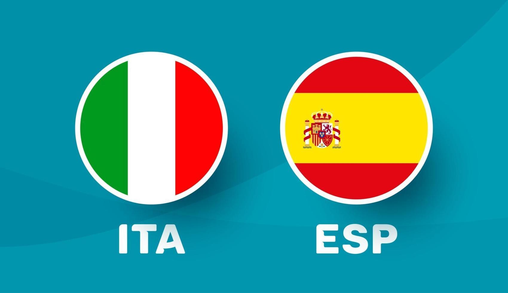 Italië vs Spanje wedstrijd vector illustratie voetbal 2020 kampioenschap