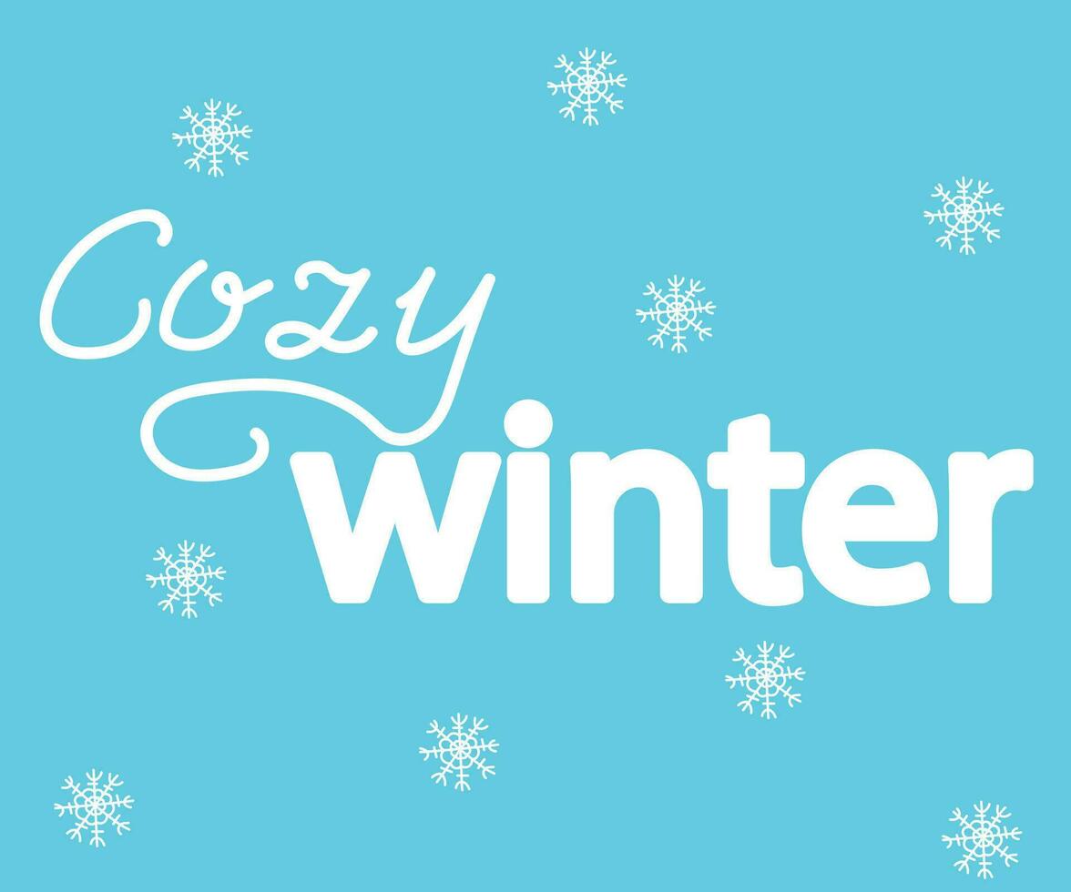 de belettering knus winter Aan blauw vector