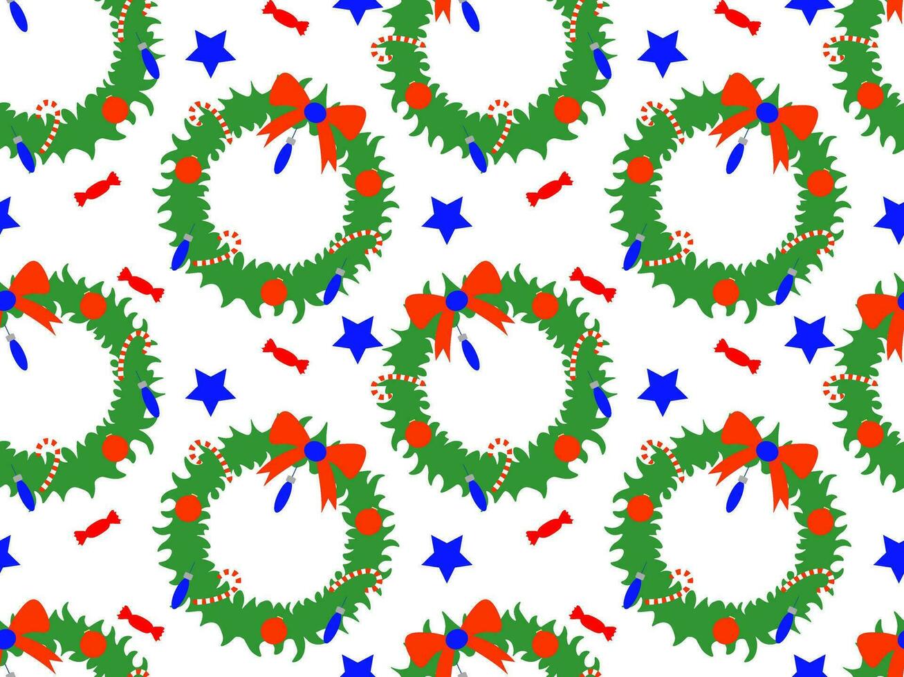 naadloos feestelijk Kerstmis patroon met Kerstmis kransen vector