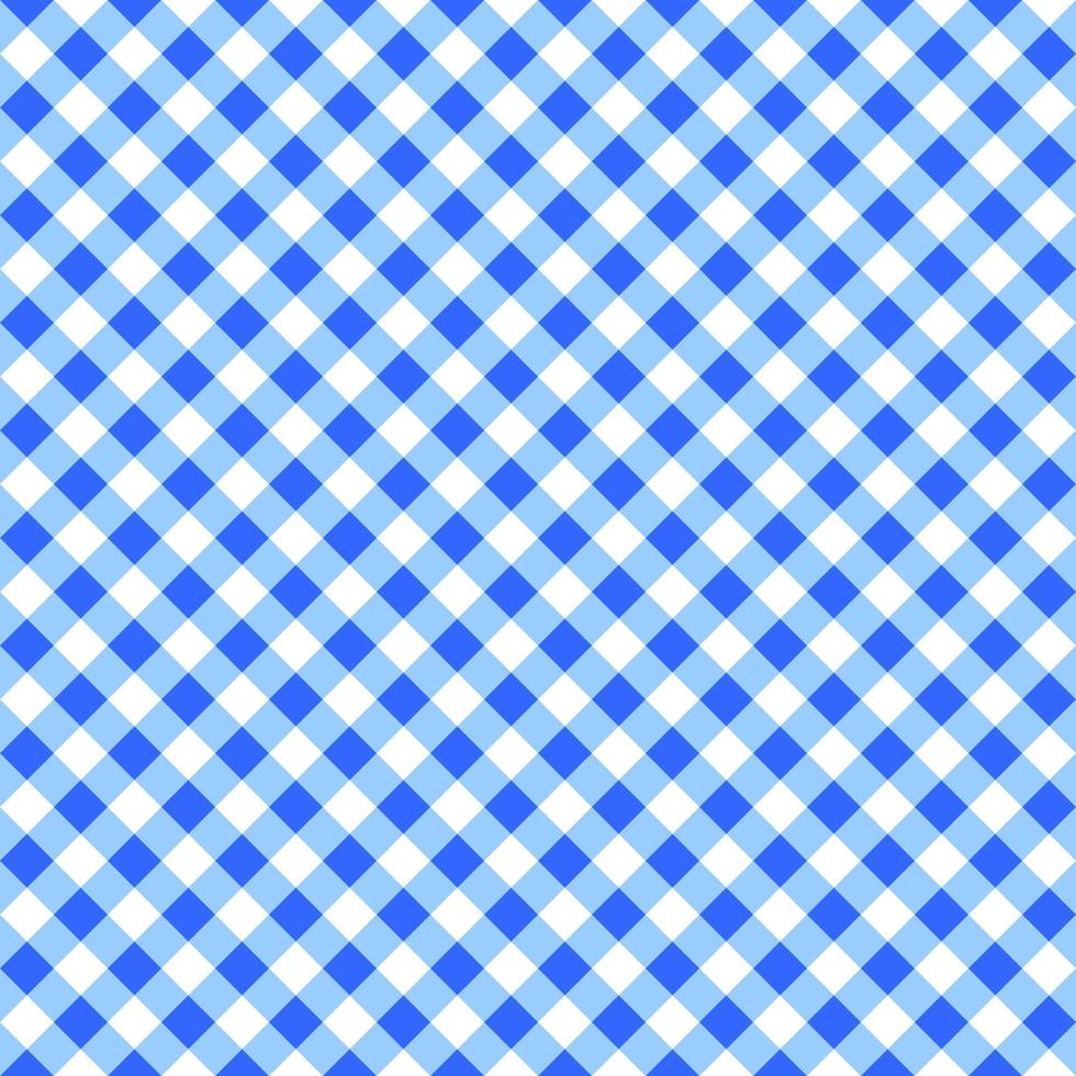 diagonaal blauw en wit gingang naadloos patroon. geruite textuur voor picknickdeken, tafelkleed, plaid, kleding. Italiaanse stijl overlay, stof geometrische achtergrond vector