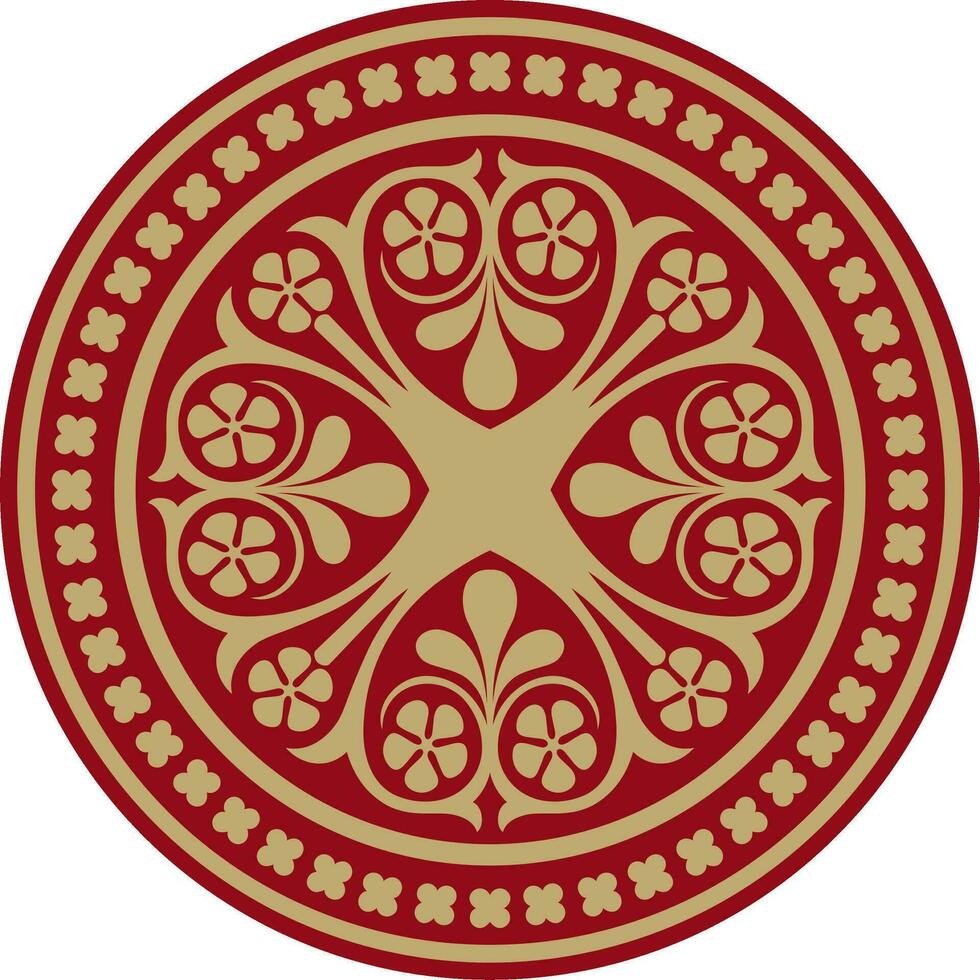 vector rood en zwart gekleurde ronde ornament van oude Griekenland. klassiek cirkel patroon van de Romeins rijk