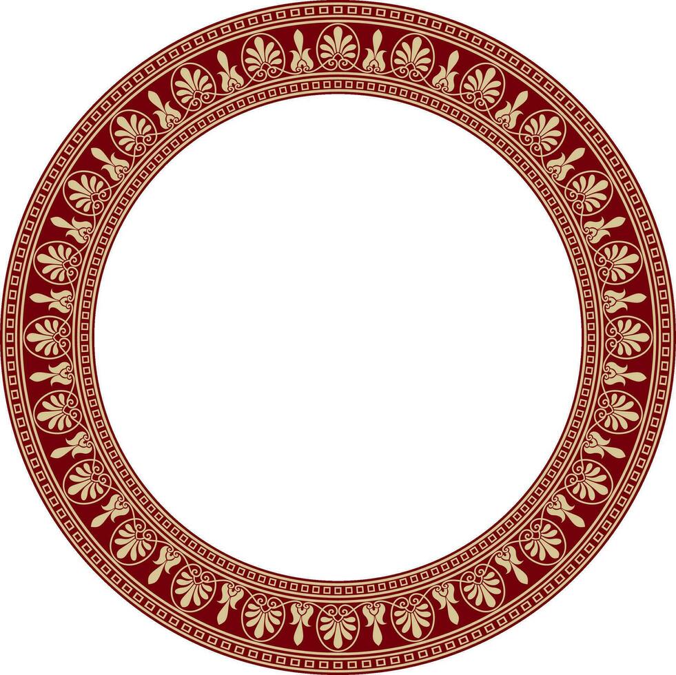 vector goud en rood ronde klassiek Grieks ornament. Europese ornament. grens, kader, cirkel, ring oude Griekenland, Romeins rijk..