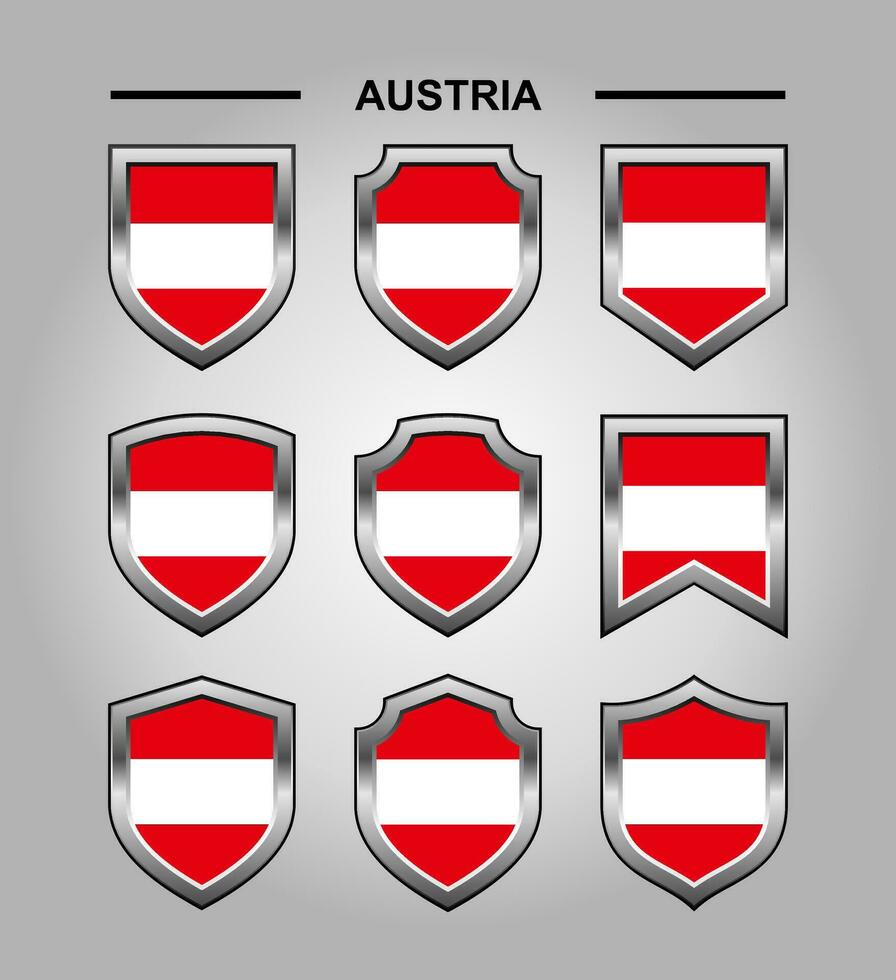 Oostenrijk nationaal emblemen vlag met luxe schild vector