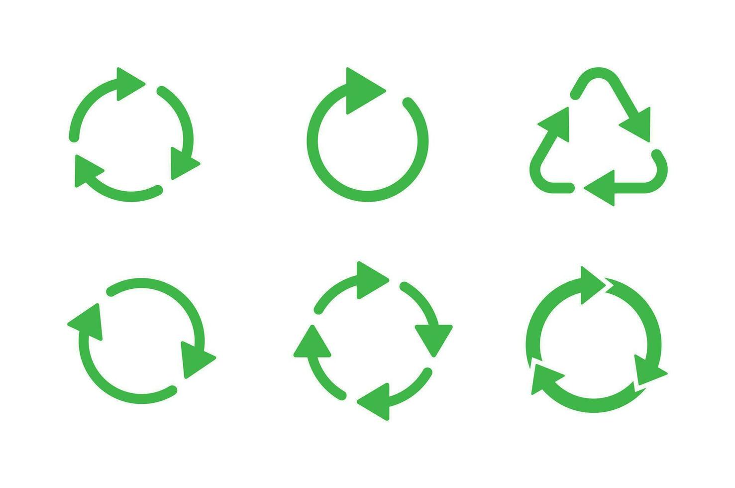 recycle teken set. groen symbolen geïsoleerd icoon Aan wit achtergrond vector