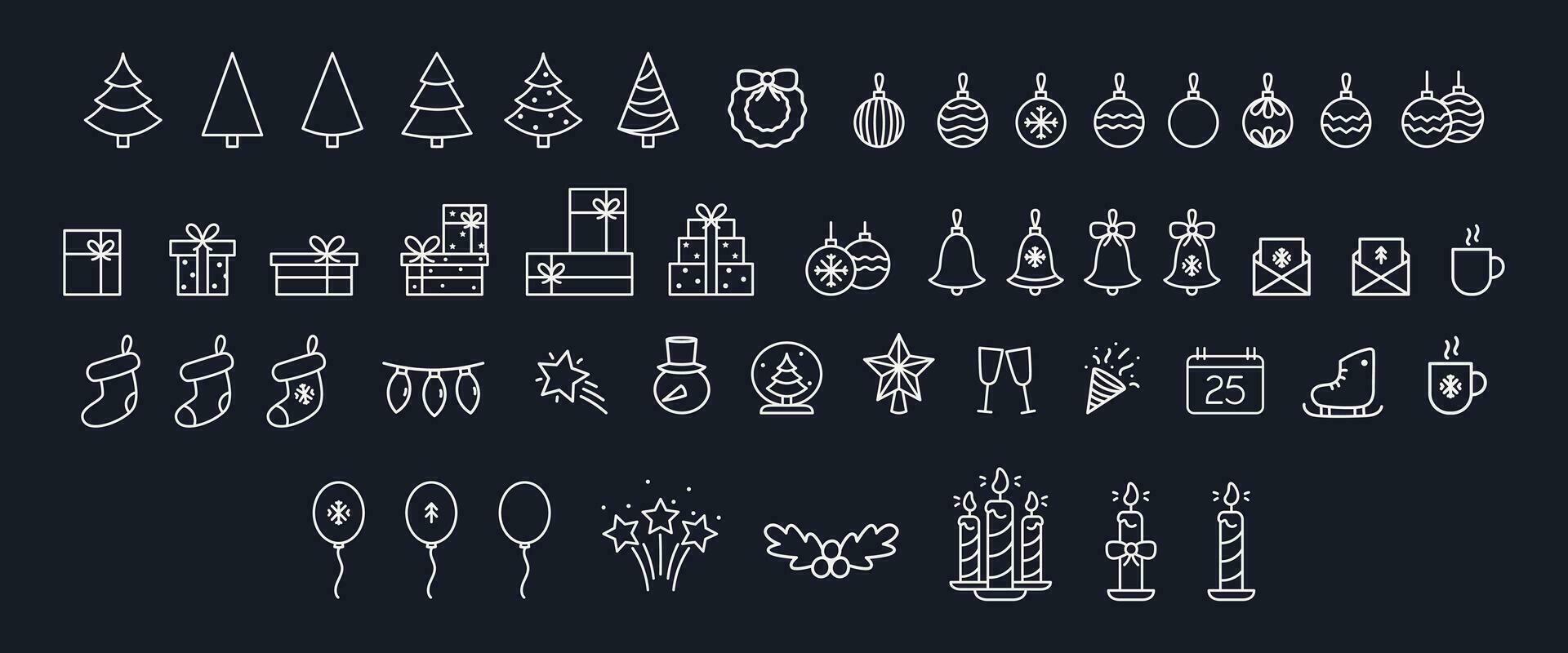 Kerstmis pictogrammen set, reeks van vector pictogrammen