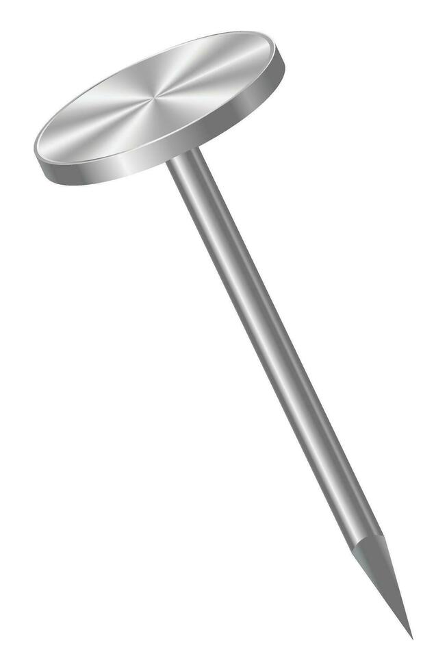 realistisch 3d metaal nagel. nagel metaal. realistisch van metaal pin. metalen hardware. vector illustratie